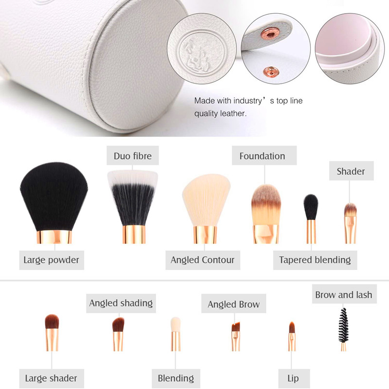 BELUXUR Travel Makeup Brush Nastavit bílé 12ks makeup kartáče Premium Syntetic Hair Professional Powder Contour Blush Cosmetic Eye Bruch Sets with Holder for Valentines Dars