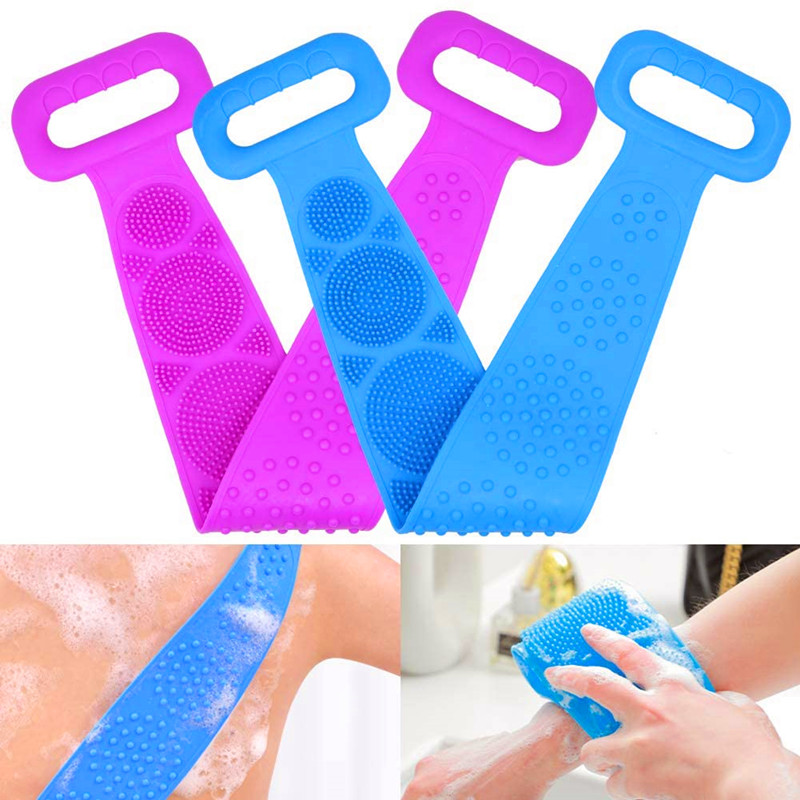 2 pack silikonová koupel tělový kartáč zpět pračka exfoliační zadní podložka drhnout měkký opasek pro ženy pánské hluboké čisté masáže kůže