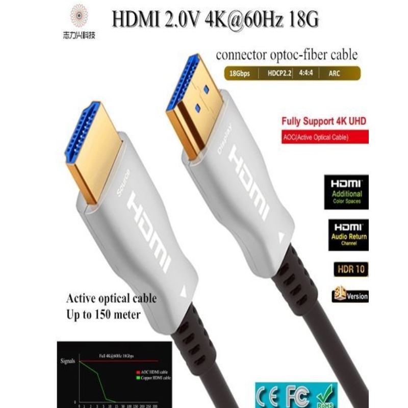 60M / 197ft vysokorychlostní kabel HDMI 2.0v 18G 4K @ 60hz 3D ACR Audio a video kabel, HDMI AOC