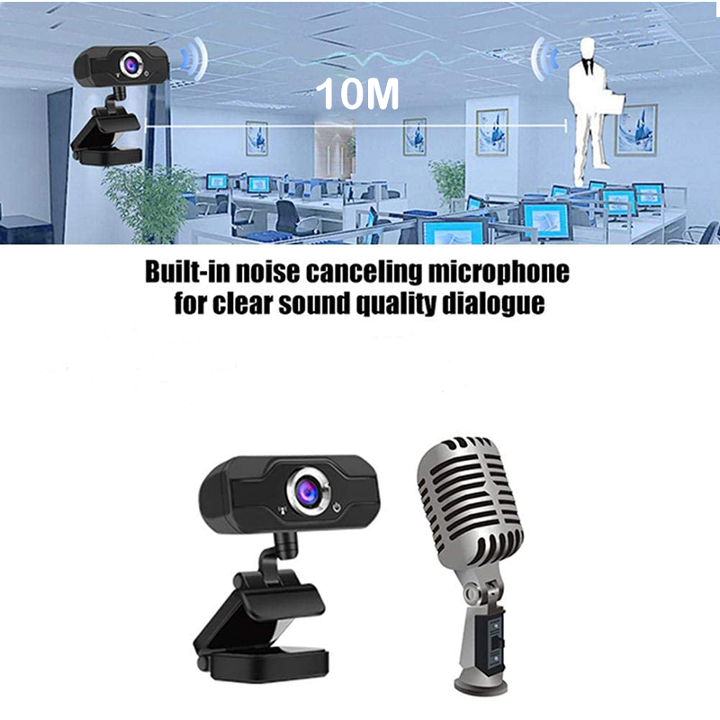 HD 1080P Webcam PC Laptop Web Camera,110 rozhraní 176; Wide-Angle s USB2.0Video Recorder Live Broadcast Camera Build-in Microphone