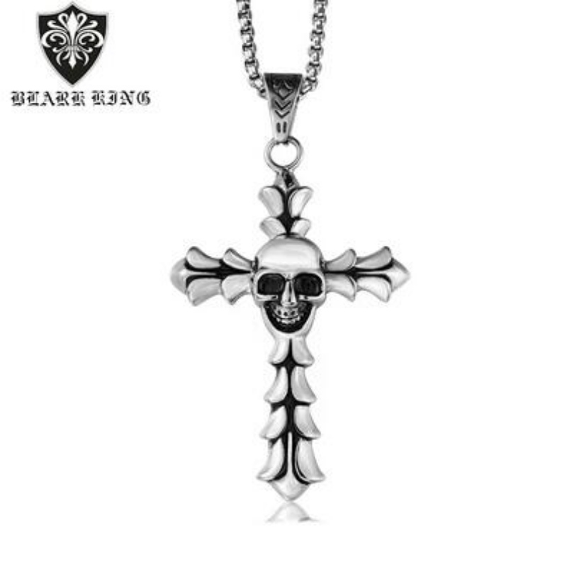 Evropské a americké příslušenství velkoobchodní evropský a americký retro gotický muž\'s Stainless Steel Skull Pendant Fashion Cross Skull Pendant