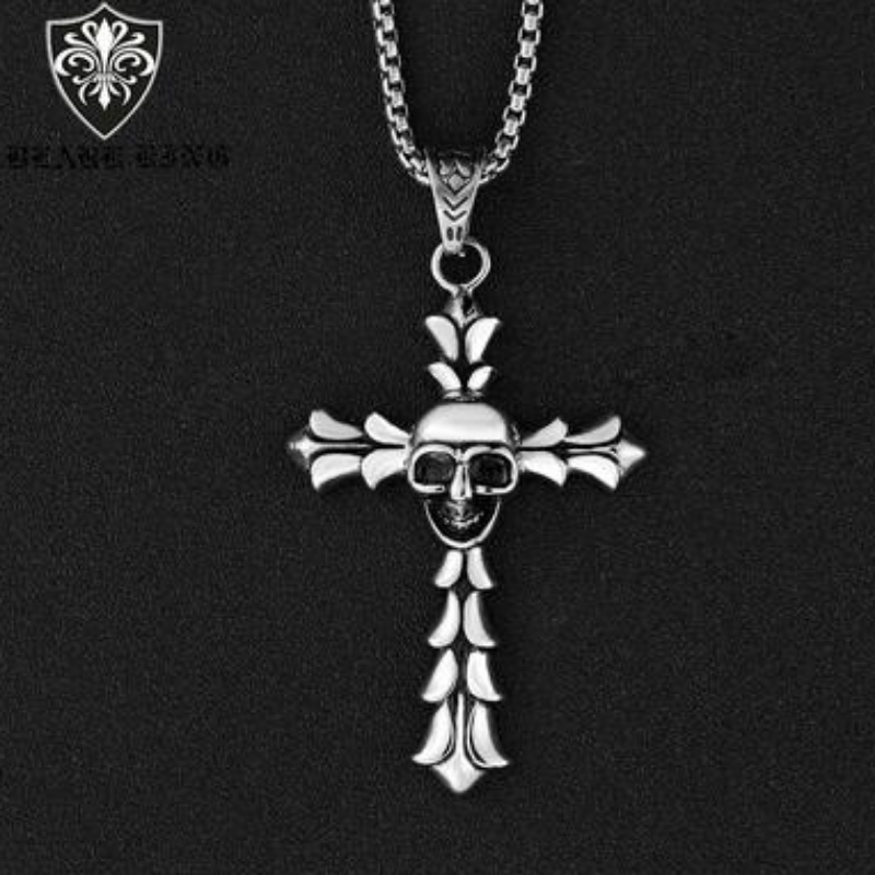 Evropské a americké příslušenství velkoobchodní evropský a americký retro gotický muž\'s Stainless Steel Skull Pendant Fashion Cross Skull Pendant