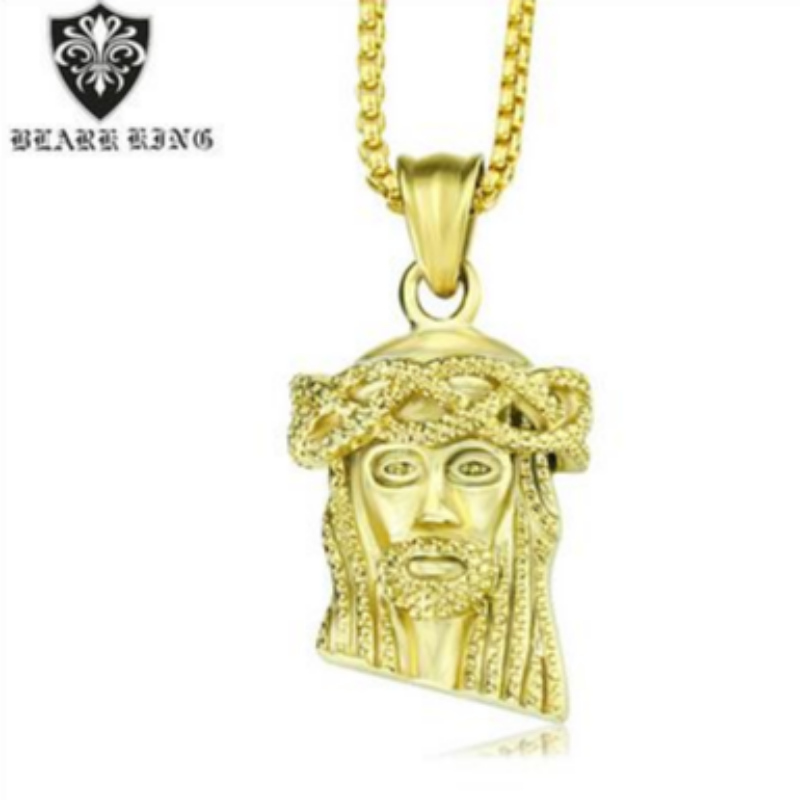 Retro šperky European and American retro personality Ježíš portrét nerez ocel 18K Gold Men's Pendant retro Ježíšův portrét Pendant