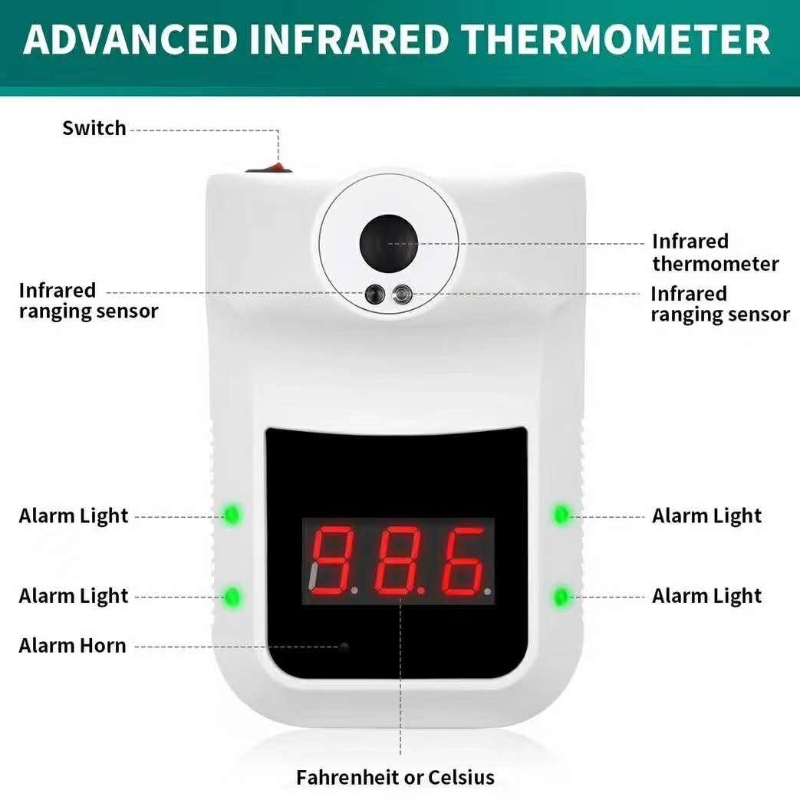 2020 Nové výrobky Wall Mounted Infračervené teploměr pro lidské tělo