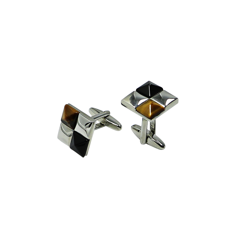 Apex Square Tiger's Eye Suit Cuff Links