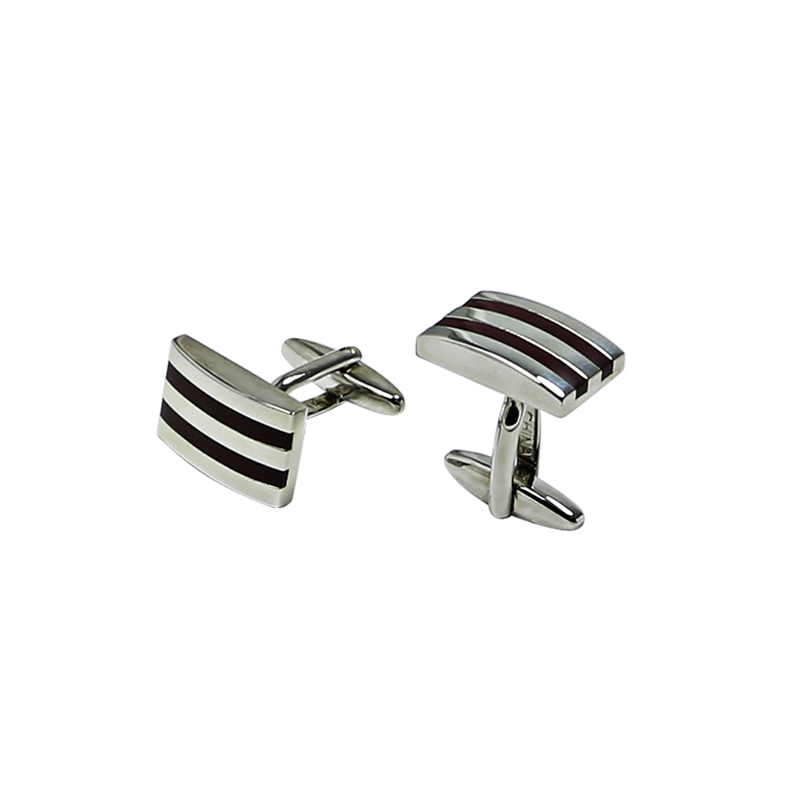 Hnědé Enamel Stripe Rengle Cuff Links