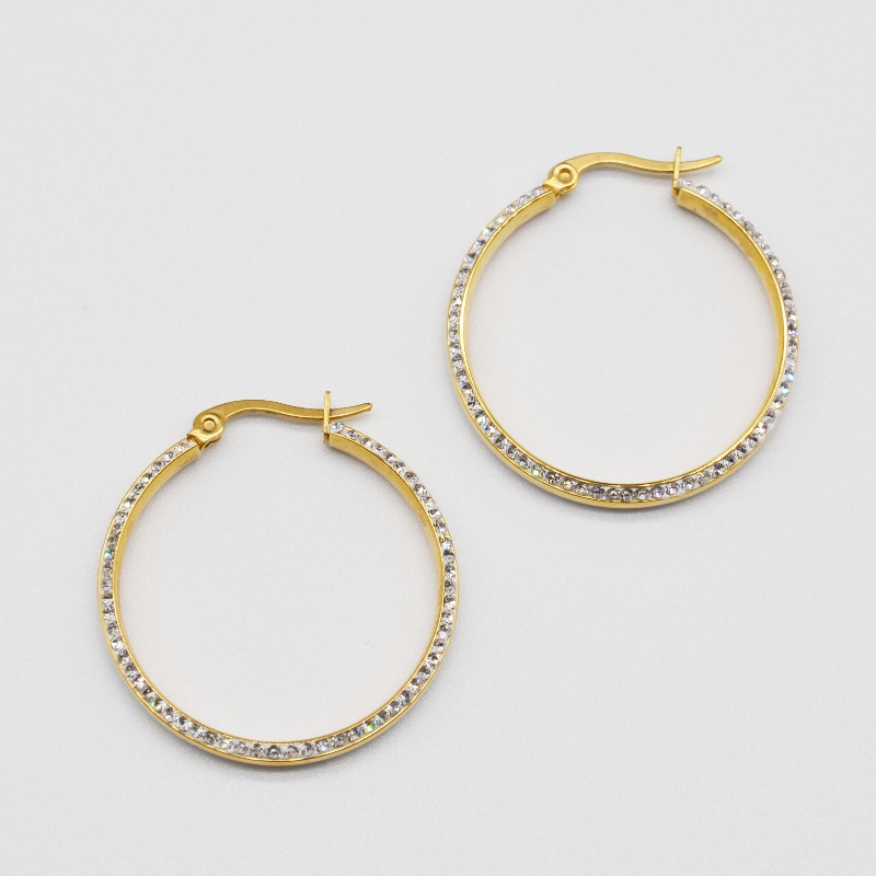 Módní šperky, šperky z nerezové oceli, naušnice z nerezové oceli, diamantové náušnice, drahokamy, Zircon Hoop Earings rfber0023