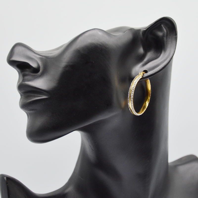 Módní šperky, šperky z nerezové oceli, naušnice z nerezové oceli, diamantové náušnice, drahokamy, Zircon Hoop Earings rfber0023