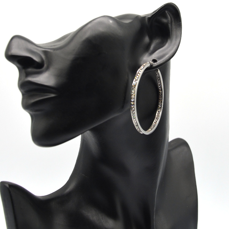 Módní šperky, šperky z nerezové oceli, naušnice z nerezové oceli, diamantové náušnice, drahokamy, Zircon Hoop Earrings rfber0095