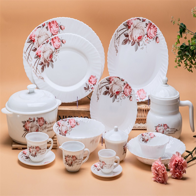 58L & Spinning Dinnerware Set Heat Resistant Opal Glassware