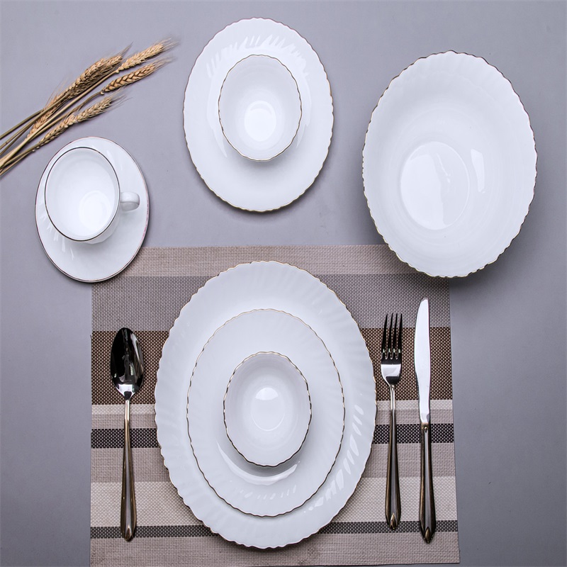 21G & Dinner Set with golden line Heat Resistant Opal Glassware