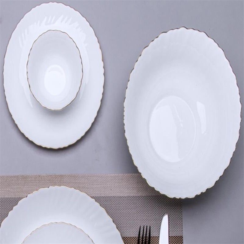 21G & Dinner Set with golden line Heat Resistant Opal Glassware