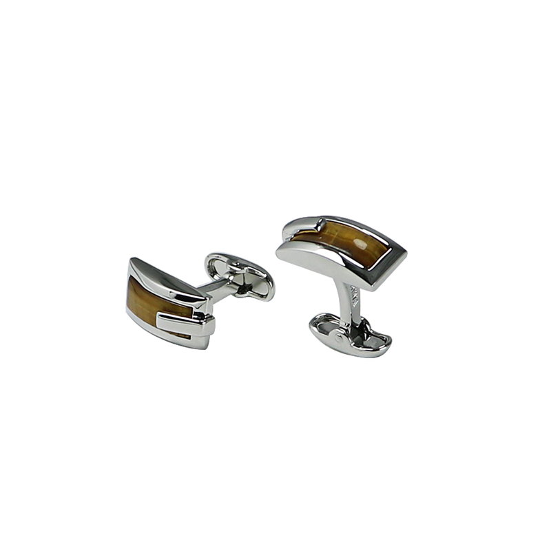 Tiger\'s Eye Bridged Unique Cuff Links