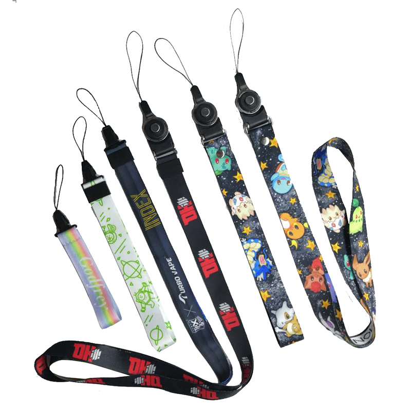 Průmyslový přímý prodej dva v jednom odděleném Lanyard Mobile Phone Lanyard hedvábná obrazovka lanyard hot transfer lanyard profesionální přizpůsobení