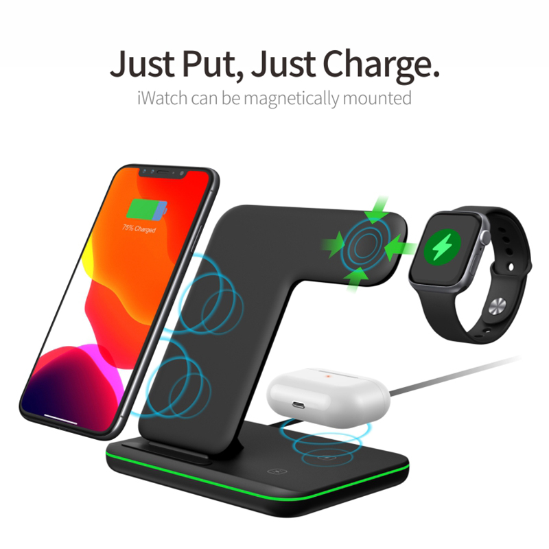 Bezdrátová nabíječka 3v1 kompatibilní pro iPhone iWatch