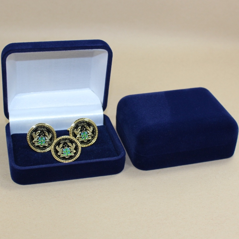 Položka D-45S kulatý tvar Velvet Box pro pár manžetových knoflíčků, 60mm spona na délku, nebo více odznaků, mincí, medailí atd., mm.75*95*32mm, závaží asi 65g