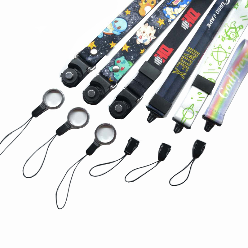 Průmyslový přímý prodej dva v jednom odděleném Lanyard Mobile Phone Lanyard hedvábná obrazovka lanyard hot transfer lanyard profesionální přizpůsobení