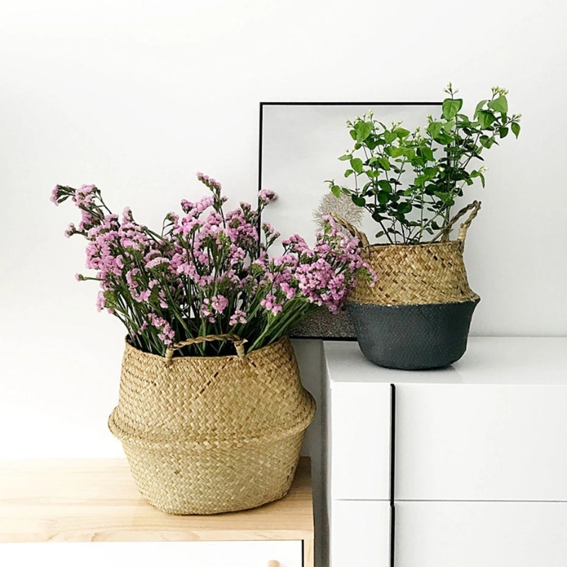 Rostlinný stojan tkaný mořský řasy košík pro skladování visí koš mořských řas