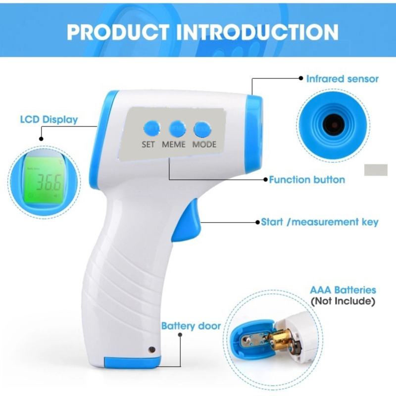 Digitální lékařská Non-connect Infared Forehead teploměr Gun for Adult,for Fever,with CE