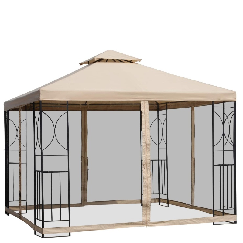 Ocelový tkaninový čtvercový venkovní altán o velikosti 10 'x 10' s moskytiérou