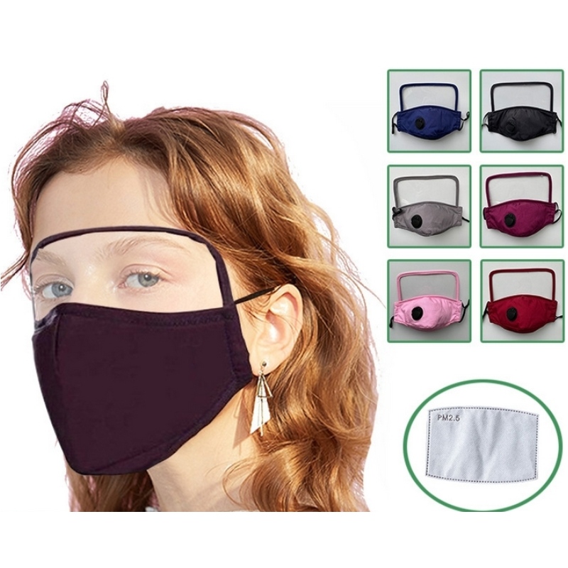 TKANÁ FACE MASK 100% Bavlněná pokožka chránící oči a ústa pomocí oboustranného filtru PET a PM2,5 proti zamlžování