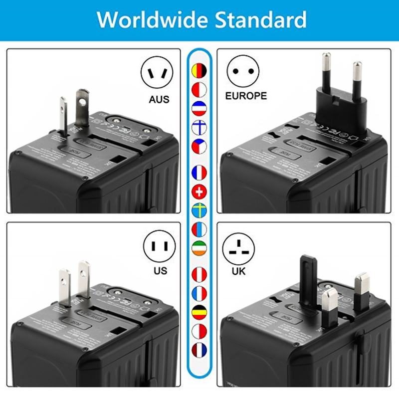 2020 nový 110-250V US AUS UK EU plug mobilní telefon příslušenství 6USB nabíječka 6A výstupní univerzální cestovní adaptér s 4USB+2Type-C