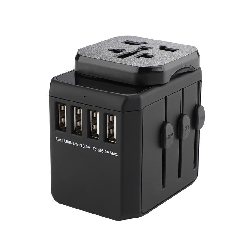 Zemedning110V-240V celosvětové světoznámé zástrčky 4 USB port 5V/6A standardní víceúčelový cestovní adaptér