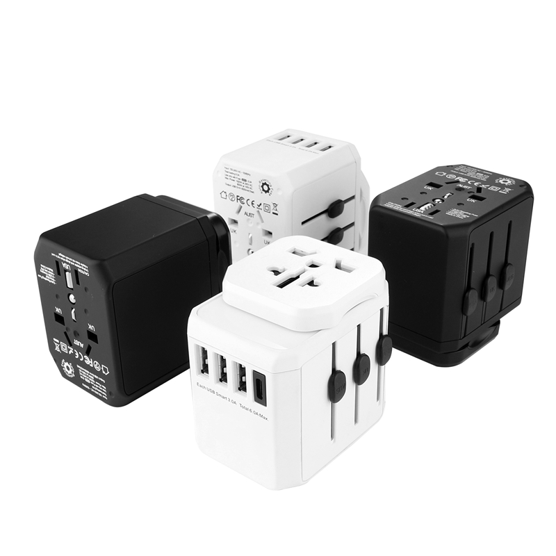 Grouding po celém světě připojuje univerzální univerzální cestovní adaptér 3 port USB + typu C