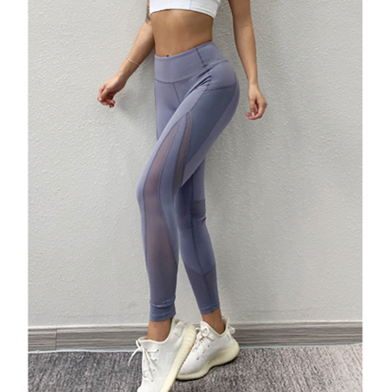 Prodyšné síťové sportovní kalhoty strečové nohavice hip leginy fitness kalhoty střední pas rychle suché jóga kalhoty léto