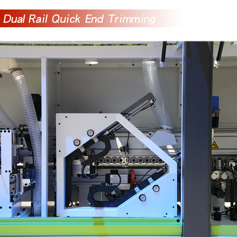 Volitelné nastavení zařízení pro koncové hrany: 4-motors Corner Trimming/ Dual Rail Quick End Trimming