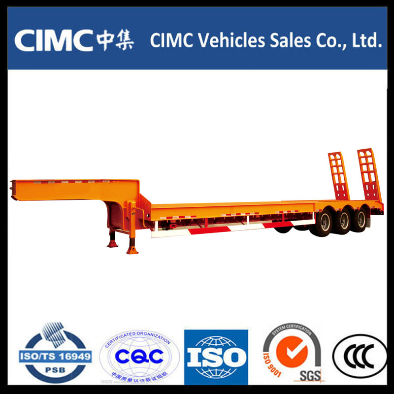 Cimc 3 Axle 70ton Low Bed Semi Trailer s hydraulickou rampou