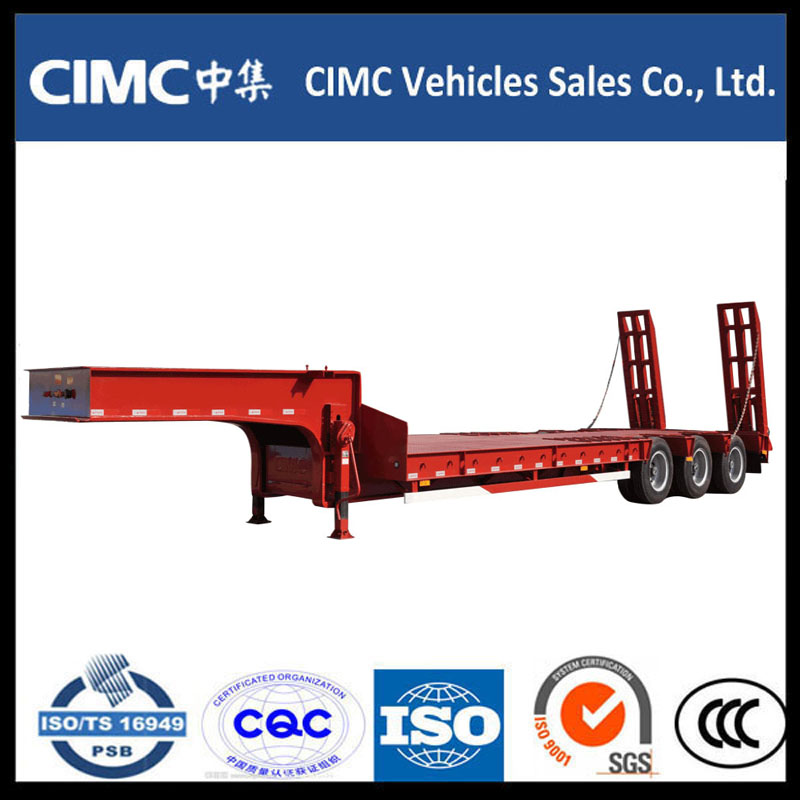 Cimc 3 Axle 70ton Low Bed Semi Trailer s hydraulickou rampou