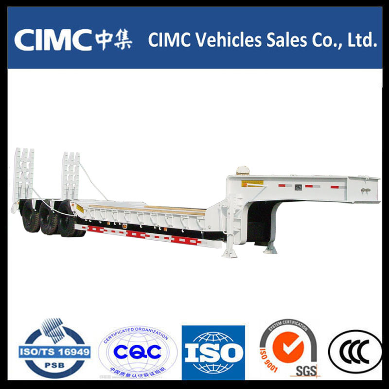 Cimc 3 Axle 70ton Low Bed Semi Trailer s hydraulickou rampou