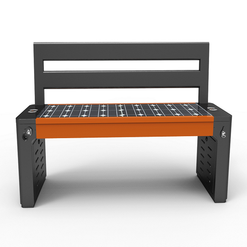 Velký formát WPC Wood Galvanized Steel Smart Voice Solar Bench