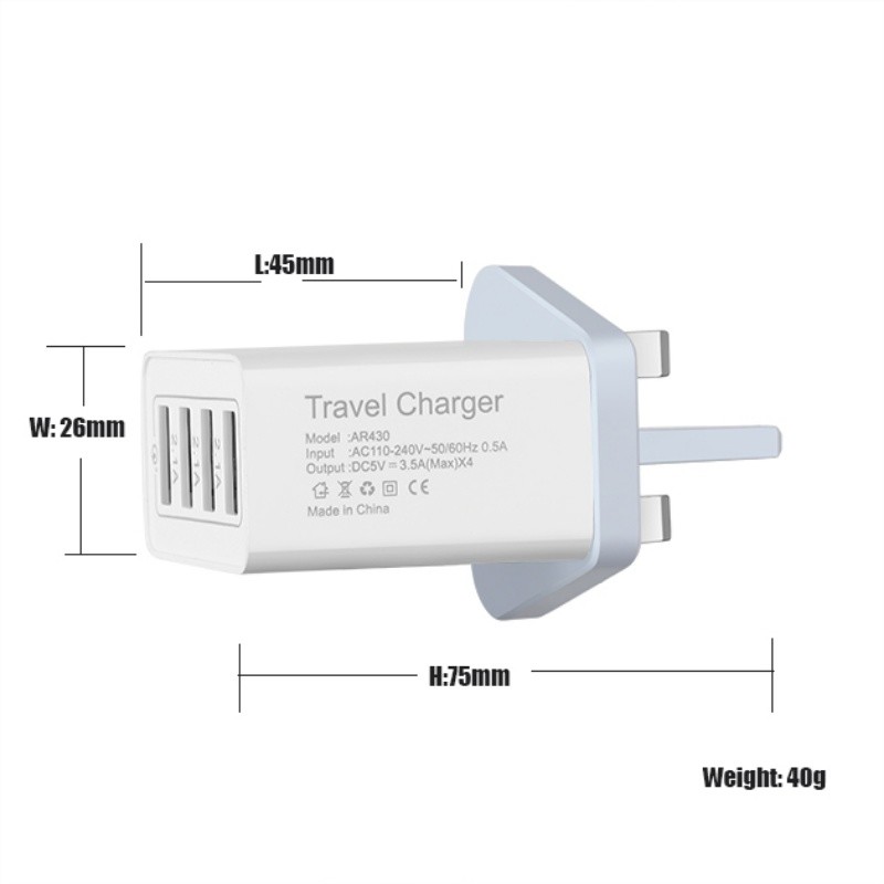Plug fast 3.0 18W 4 2.1A Port USB Wall Charger AC Travel Charger Adaptér přenosná nabíječka usb