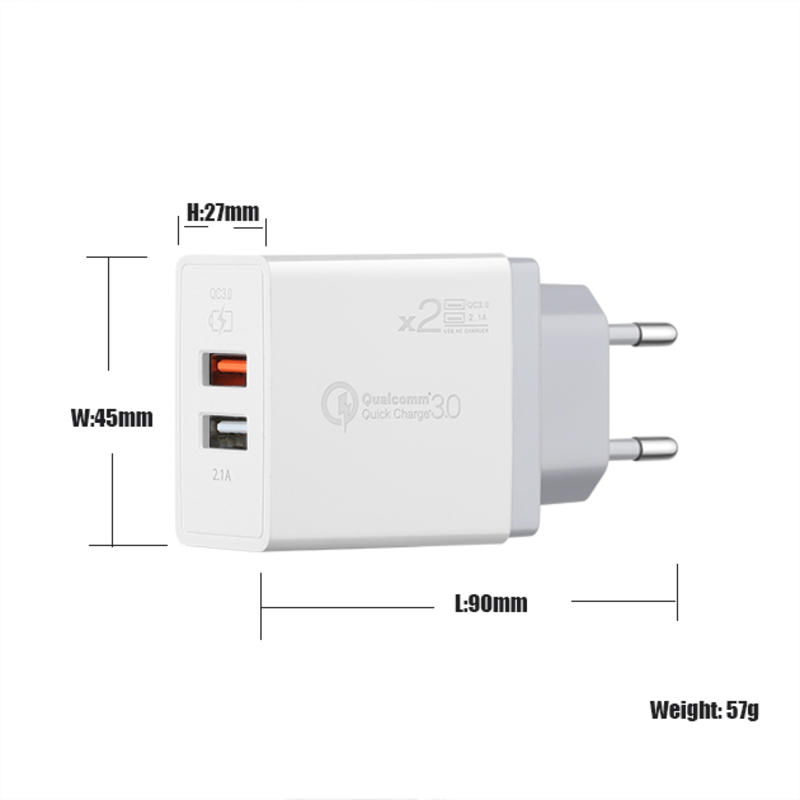 EU/US/UK PD 18W + 5V 2.4A 2 port USB C Fast Charger univerzální multicestovní nabíječka
