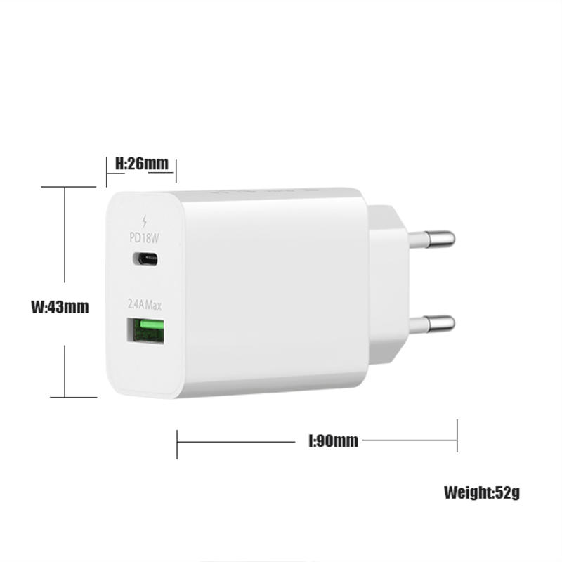 18 W QC 3.0 + 2.4A Adaptér Typ-c USB Nástěnná Cestovní Nabíječka Adaptér Rychlý Mobilní Nabíječka Více portů USB Nabíječky