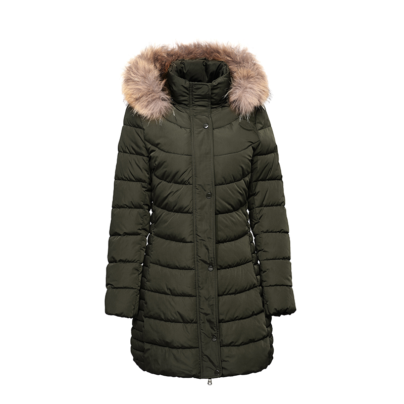 dámský teplý kabát s odepínatelnou kapucí a přírodní koženou bundu
