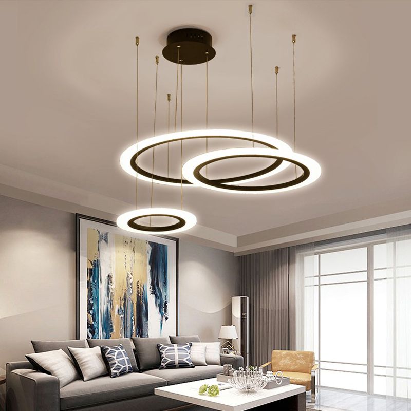 Luxusní moderní akrylové kruhové světlomety lustry kruhové závěsné světlo kruhové led přívěsek lampa do restaurace
