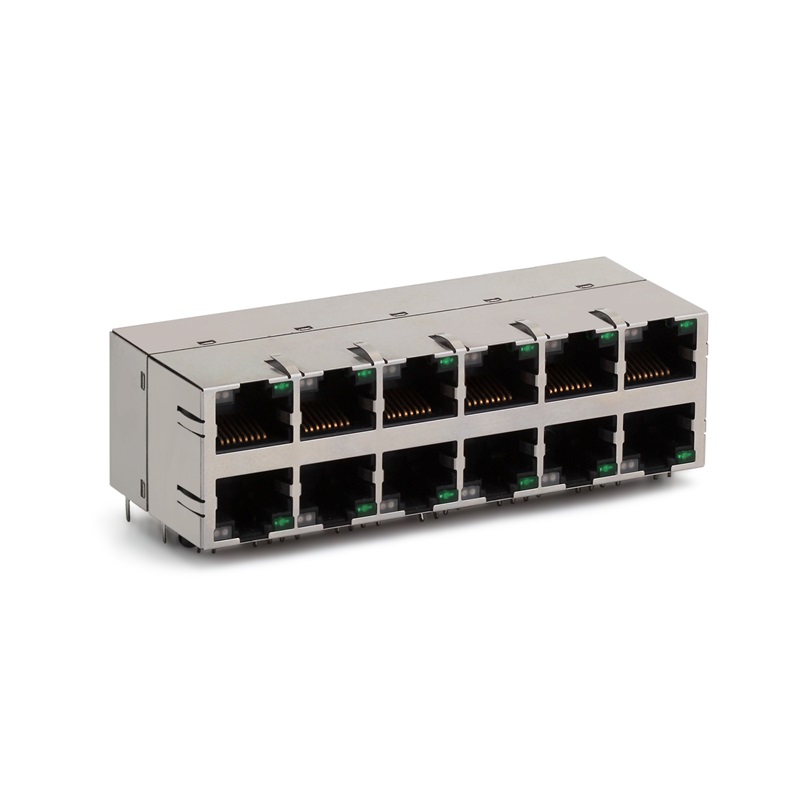 RJ45,2X6 (filtr), LED, stínící pouzdro