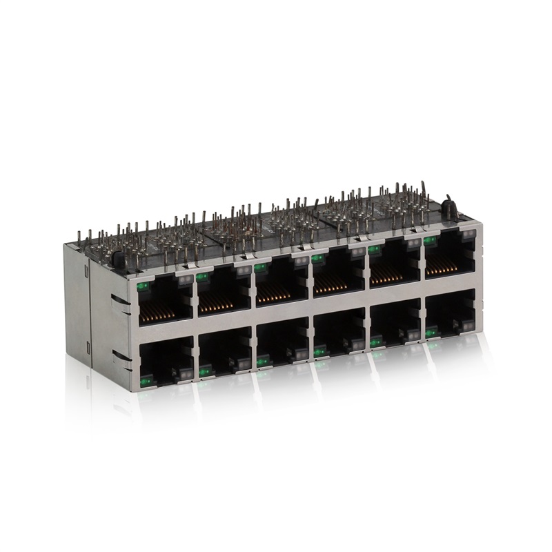 RJ45,2X6 (filtr), LED, stínící pouzdro