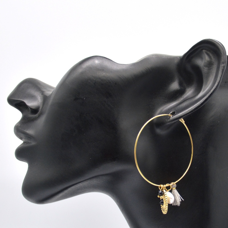 Nerezové zlaté zlaté klasické leštěné kruhové trubkové náušnice, Čína Ruifanbao výroba šperků