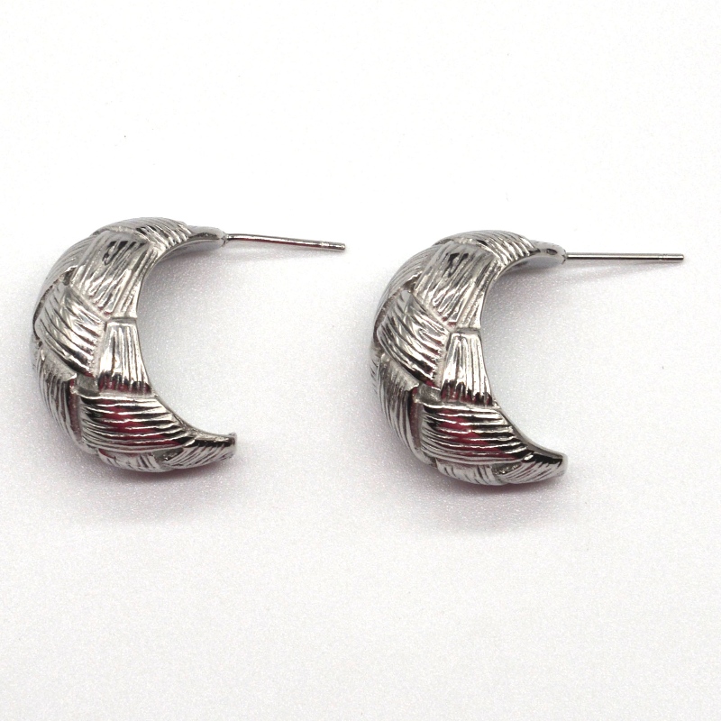 Stříbrné náušnice dámské kulaté gravírované keprové náušnice, Čína továrna na zpracování šperků Ruifanbao