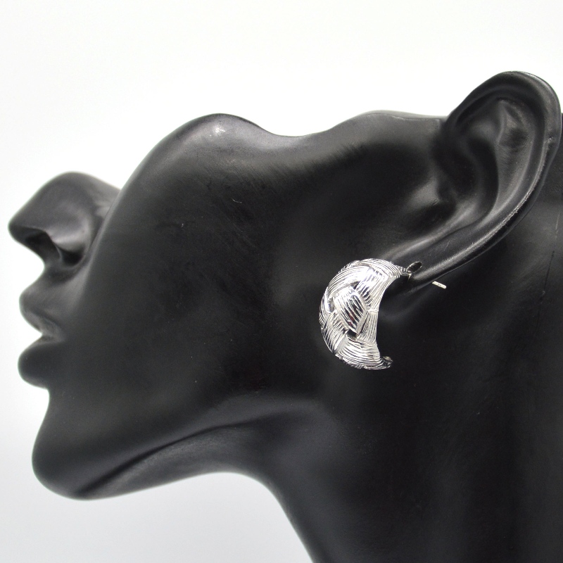 Stříbrné náušnice dámské kulaté gravírované keprové náušnice, Čína továrna na zpracování šperků Ruifanbao