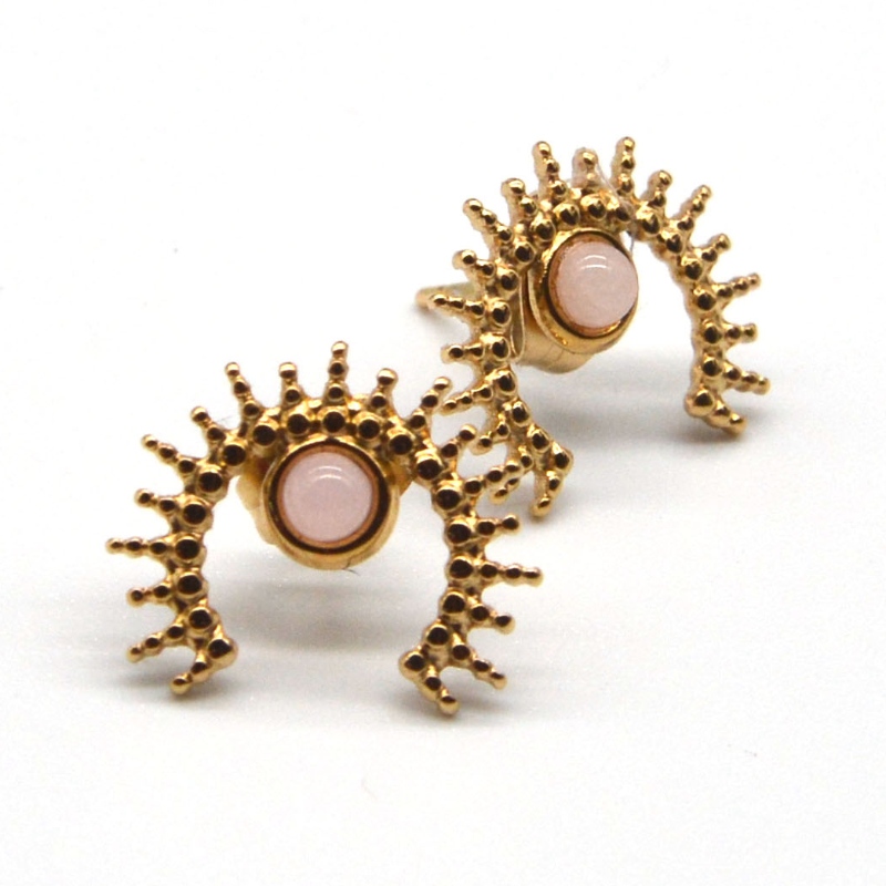 Pozlacené achátové náušnice, zlaté dámské náušnice z nerezové oceli Čína továrna na zpracování šperků Ruifanbao