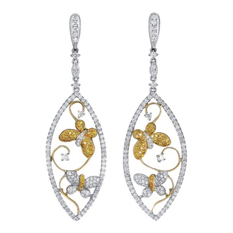 Womens leaf frame unikátní motýlí přívěsek náušnice motýlí křídla diamant-studded módní hmyz přívěsek náušnice pro letní svatební narozeniny dárky Čína Ruifanabo šperkovnictví zpracovatelské továrny