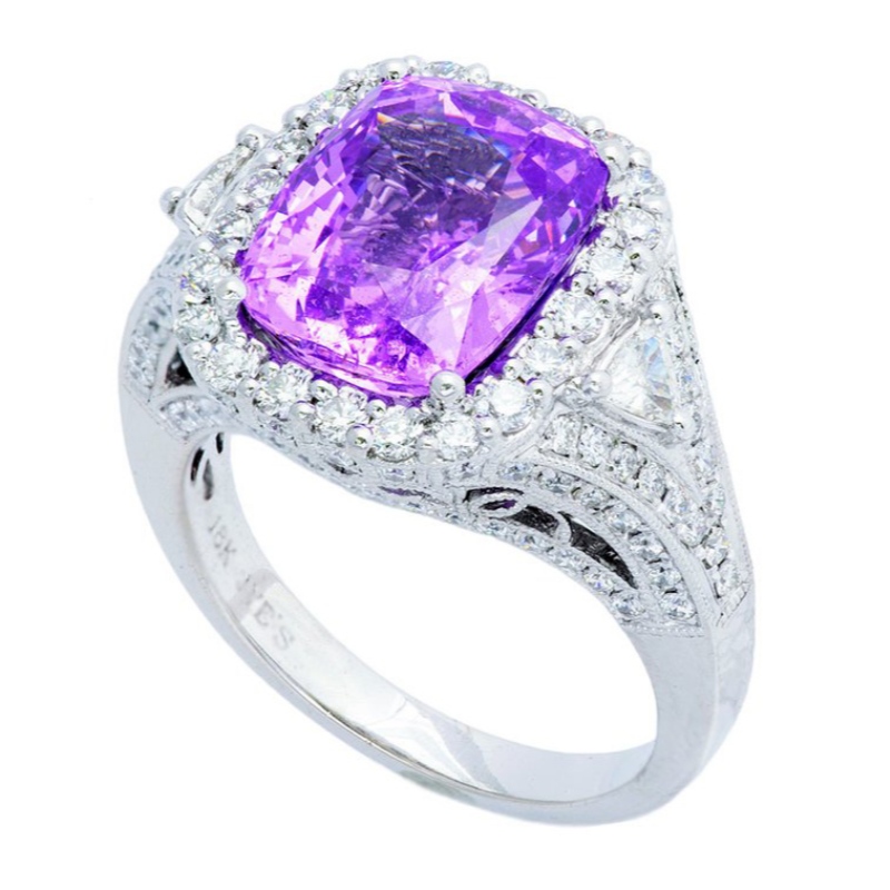 Dámské 925 mincovní stříbro. 925 prsten syntetický safír safír vysoce leštěný dráp set zirkon výřez Čína Ruifanbao šperky továrna na zpracování