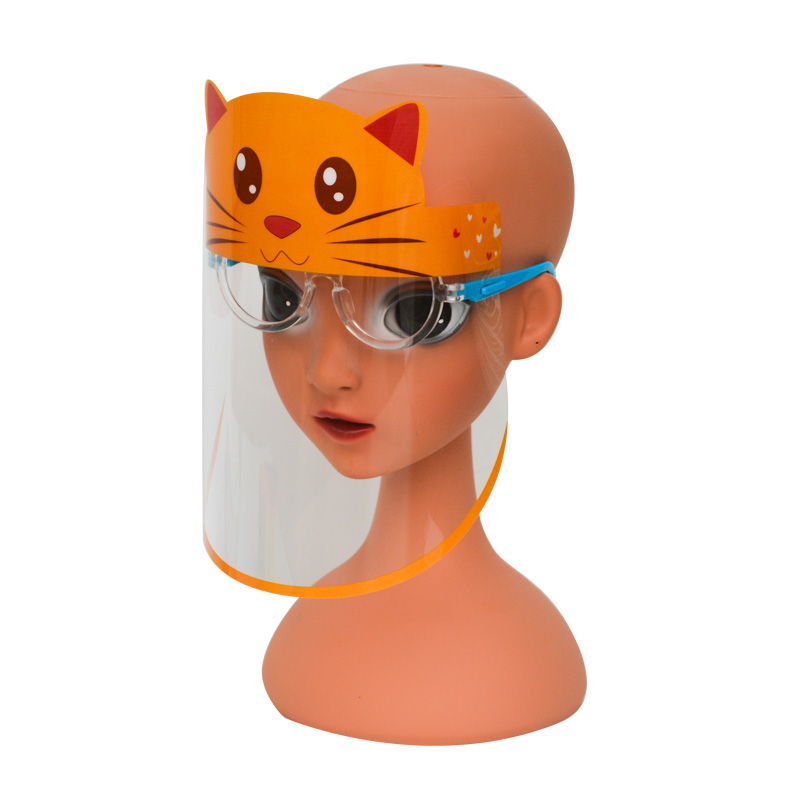 0,3 mm lehký dětský ochranný obličejový ochranný plastový štít na obličej s brýlemi