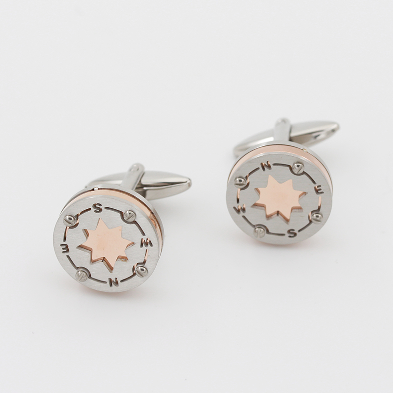 Velkoobchodní pánské dvoubarevné manžetové knoflíčky z nerezové oceli ve větru