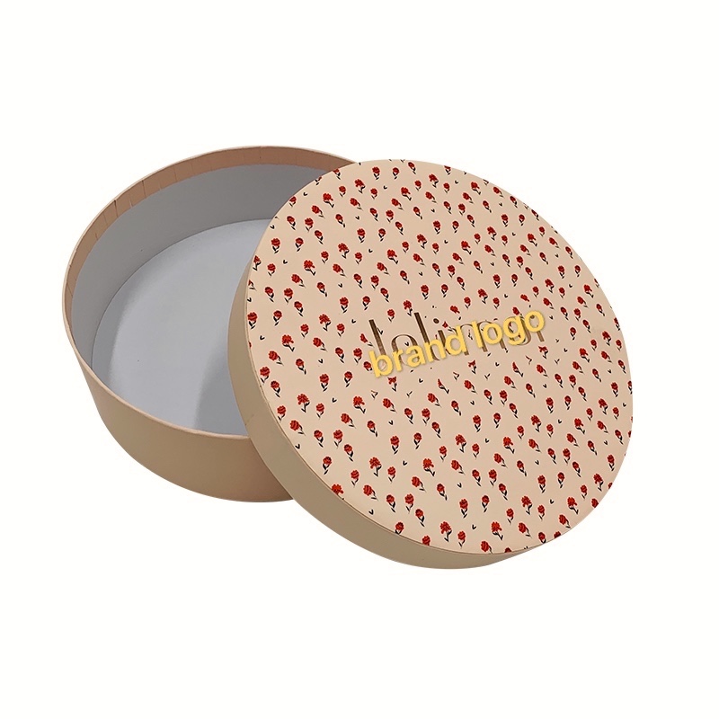 Pink Foil Logo Round Storage Box Karboard Box Round Gift Case
